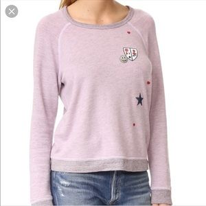 SUNDRY Sweatshirt Purple Gray Patches 0 XS